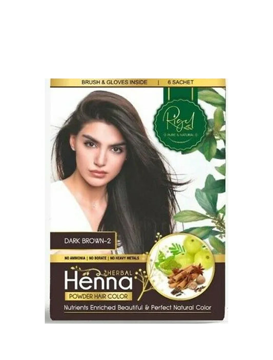 Rigel Herbal Henna Powder DARK BROWN Hair Color Dye 60 gram